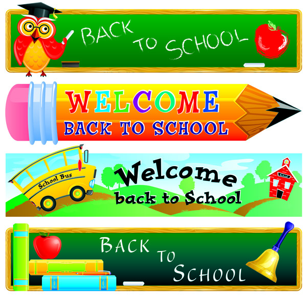 school with pencil vector banners