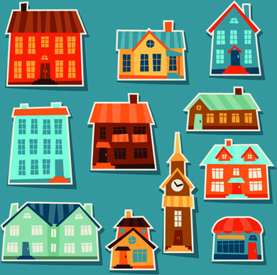 paper house vector design set