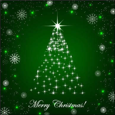 shiny christmas tree with green background vector