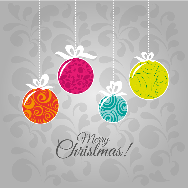 flat christmas baubles art background vector