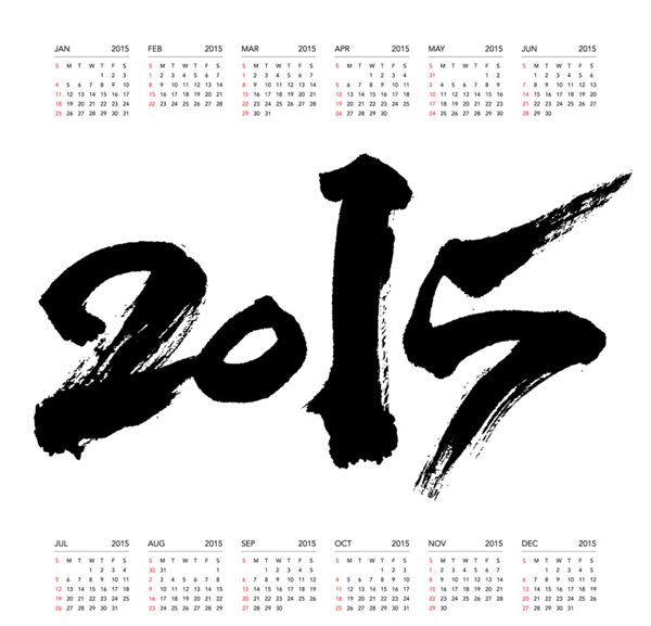 2015 calligraphy and calendar vector