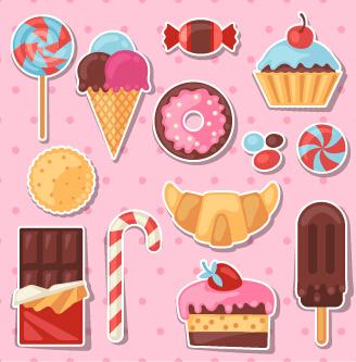 candy and sweets vector background set