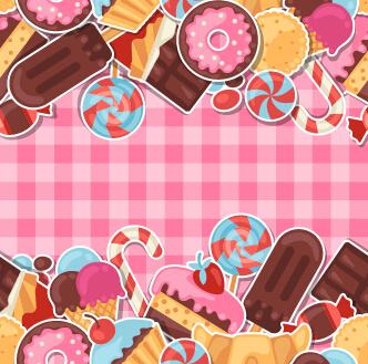 candy and sweets vector background set