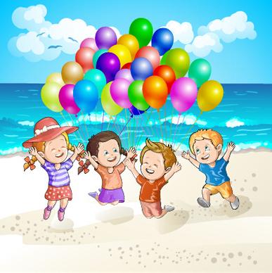 summer beach travel illustration background vector