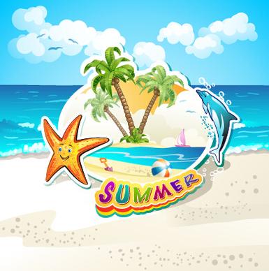 summer beach travel illustration background vector