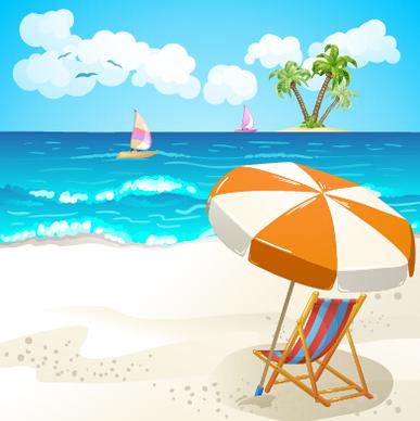 summer beach travel illustration background vector