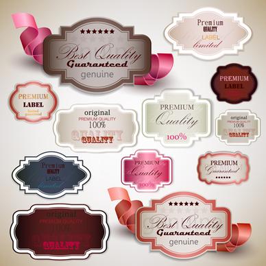 elegant colored quality labels vector