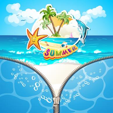 summer beach with zipper vector background