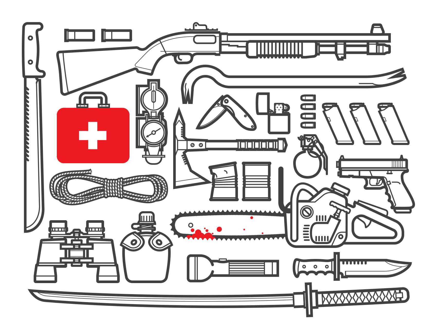 field survival hand drawn vector