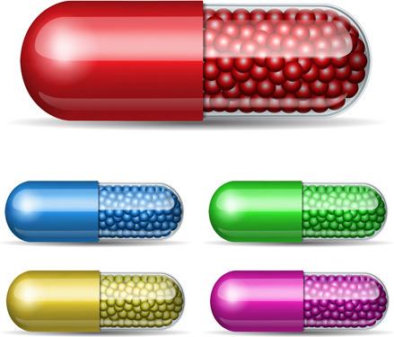 colored capsule vector set