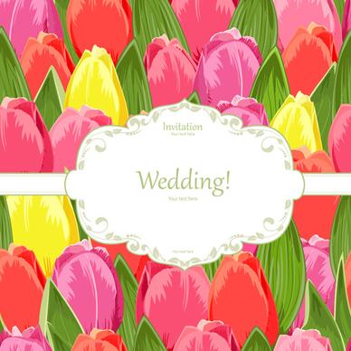 tulip seamless pattern card vector