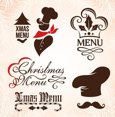 christmas menu design elements vector set