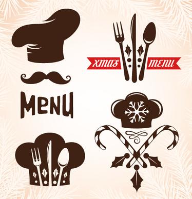 christmas menu design elements vector set