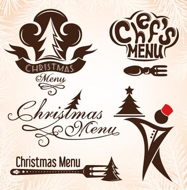 christmas menu design elements vector set