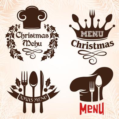 christmas menu design elements vector set