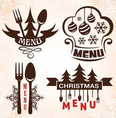 christmas menu design elements vector set