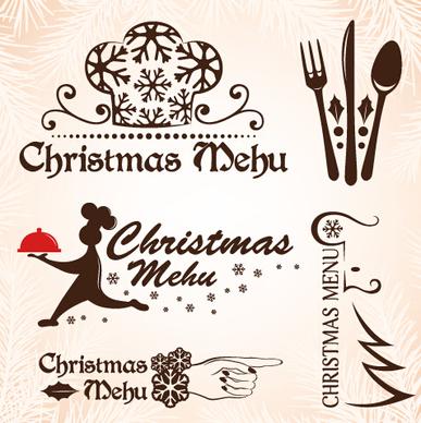 christmas menu design elements vector set