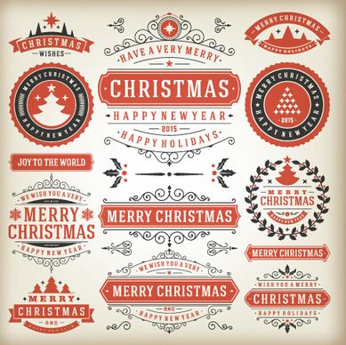 vintage15 christmas labels creative vector