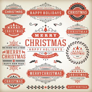 vintage15 christmas labels creative vector