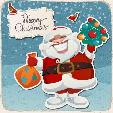 vintage christmas cartoon card vector