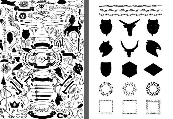 hand drawn ornament elements set