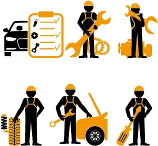 worker with repair service vector