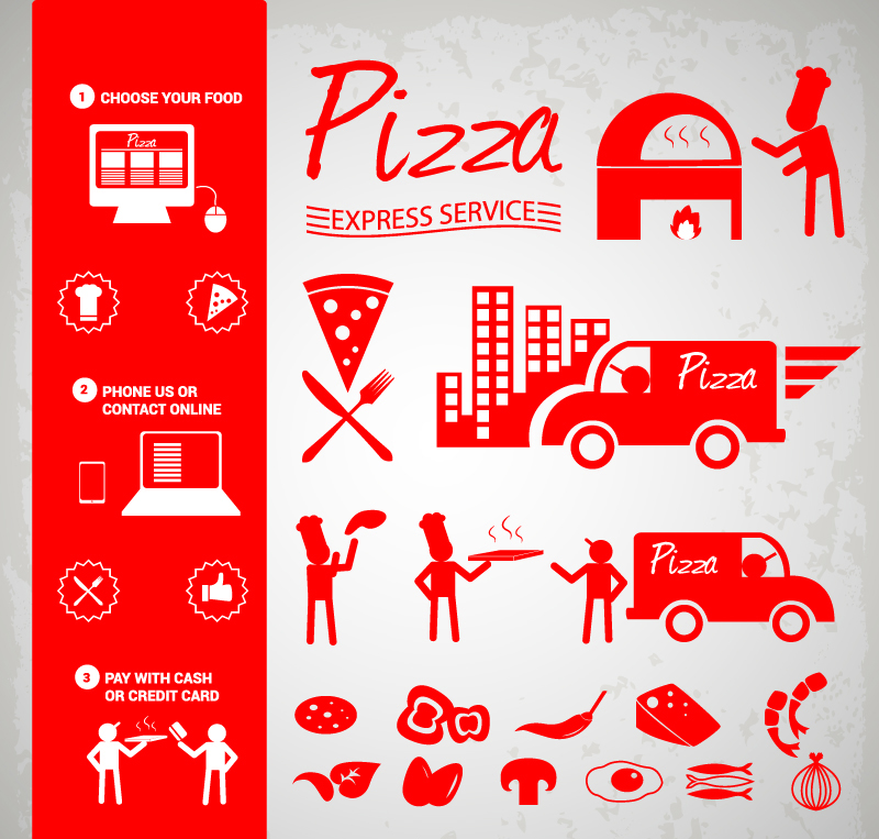 creative pizza design elements vector