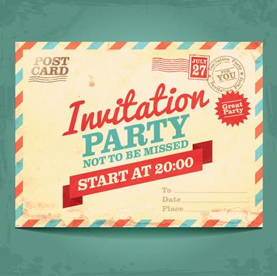 party invitation postcards vector