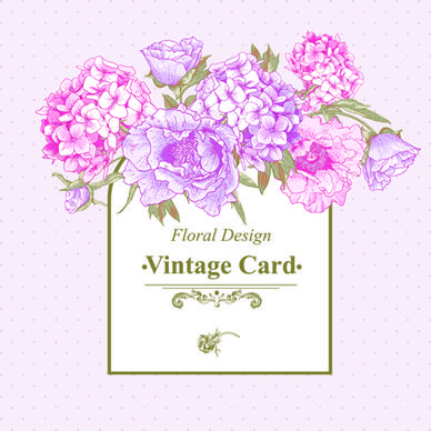 pink floral vintage card vector