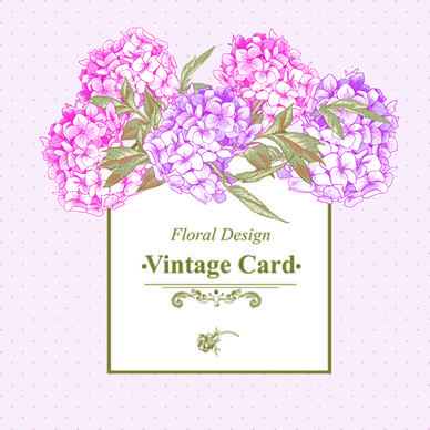 pink floral vintage card vector