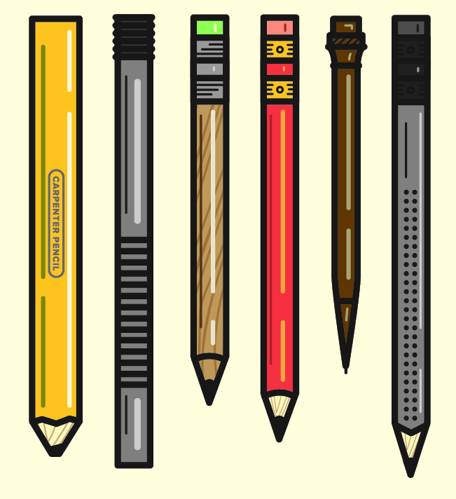 different pencil vector graphics