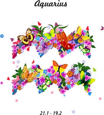 vector horoscope flower set