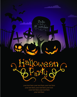 halloween party flyer cover pumpkin vector