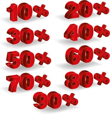 red 3d discounts number design vector