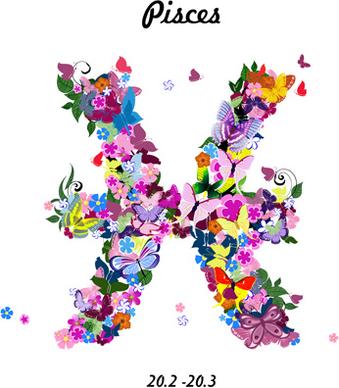 vector horoscope flower set