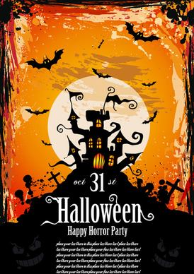 halloween horror party poster vector