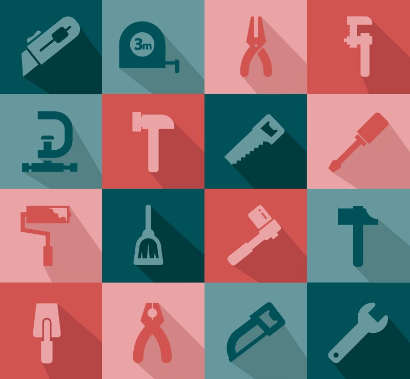 flat life tool icons vector