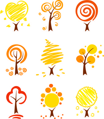 hand drawn cute autumn tree vector