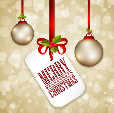 christmas baubles with tag vector background