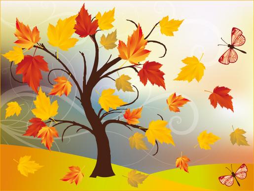 art autumn tree creative background vector