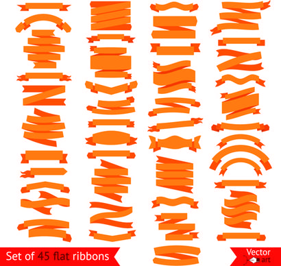 set of flat colored ribbons vector