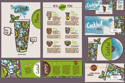 vintage cocktail corporate identity kit vector