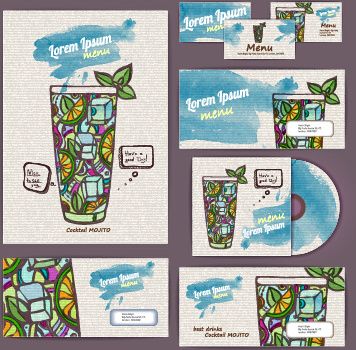 vintage cocktail corporate identity kit vector