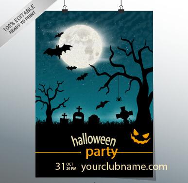 halloween party night poster design vector