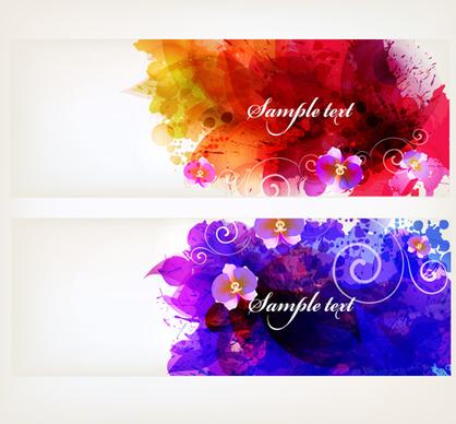 flower watercolor vector banners