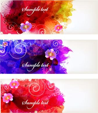 flower watercolor vector banners