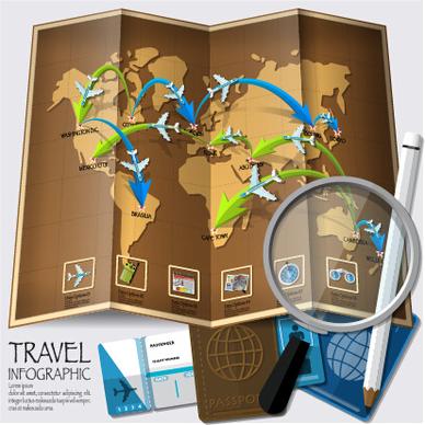 world travel infographics vector set