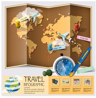 world travel infographics vector set