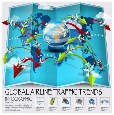 world travel infographics vector set