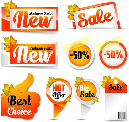 exquisite autumn discounts sticker vector